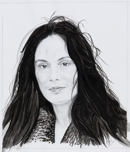 32921 Portret van Marion Bloem, geboren Arnhem 24 augustus 1952, kunstenares, schrijfster, wonende te Bosch en Duin.